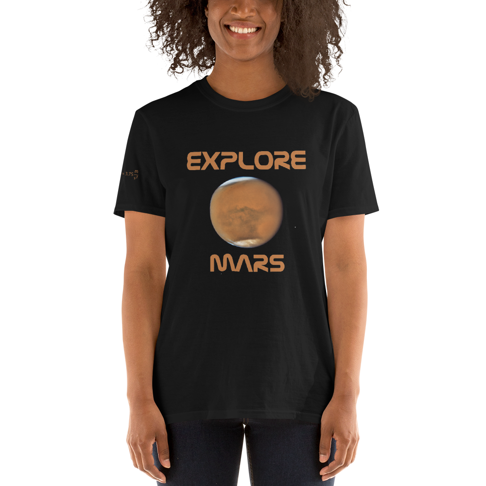 Explore Mars Acceleration Due To Gravity Short-Sleeve T-Shirt (100% cotton)
