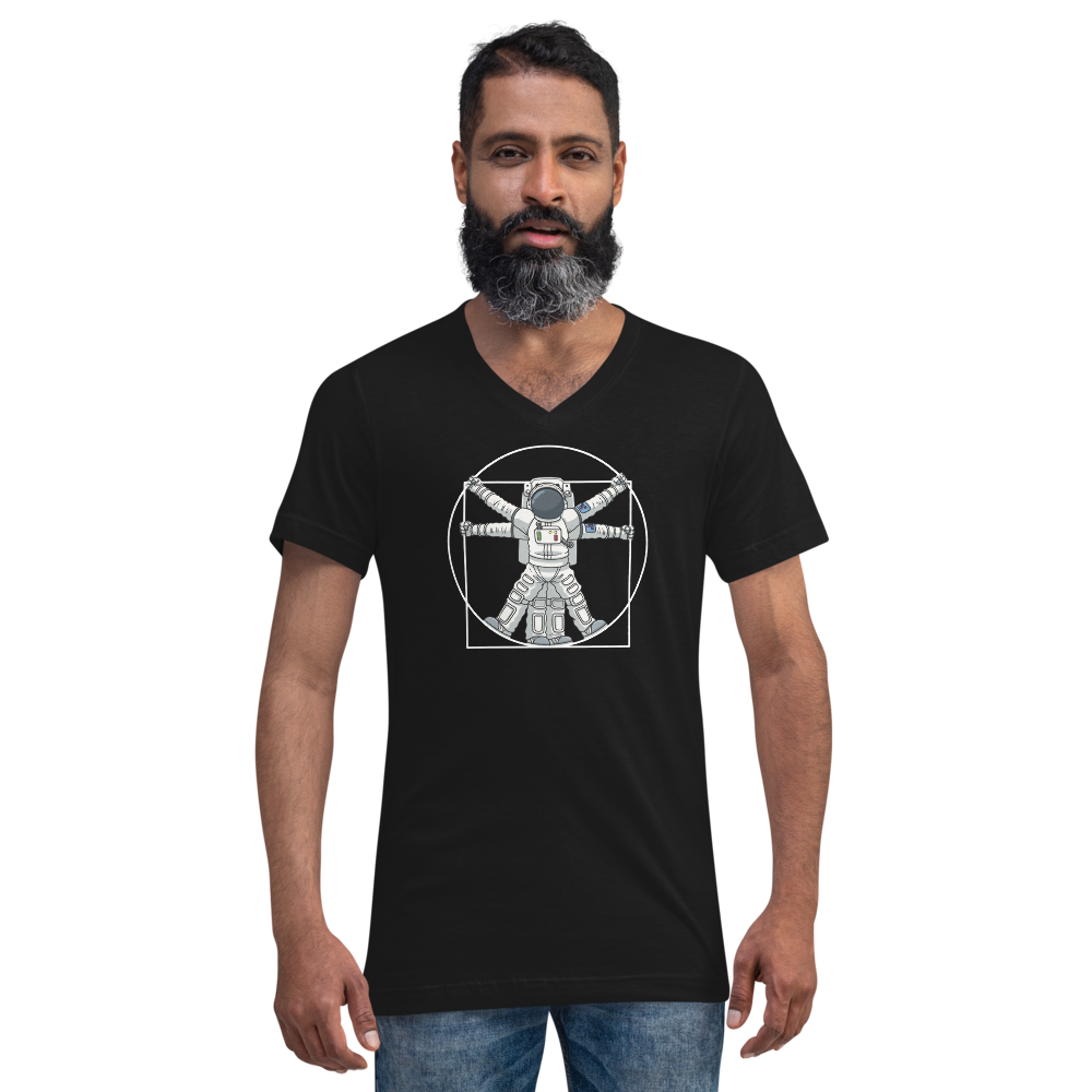 Vitruvian Astronaut Short Sleeve V-Neck T-Shirt