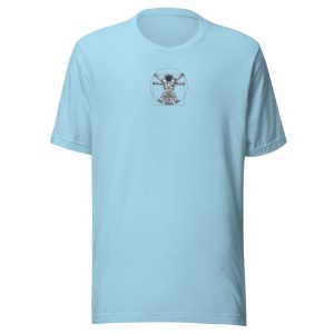 Vitruvian Astronaut Embroidered Ocean Blue T-Shirt